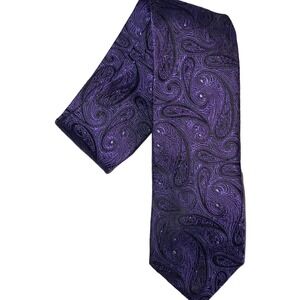 Ralph Lauren Chaps 100% Silk Purple Paisley Print Necktie 59" X 3"
